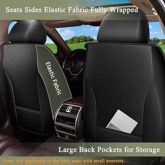 Full Set Car Seat Covers for Nissan Altima 2009-2024 2025 2026 : Breathable Perforated Leather Seat Cover (Black)