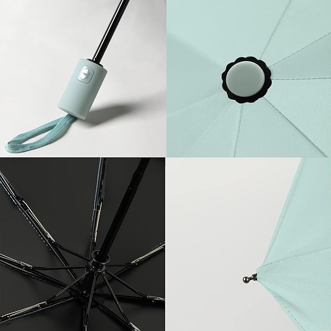 BAODINI Small UV Protection Travel Umbrella Compact for Rain and Sun UPF 50+ Windproof Portable 42 inch Umbrella for Women and Men