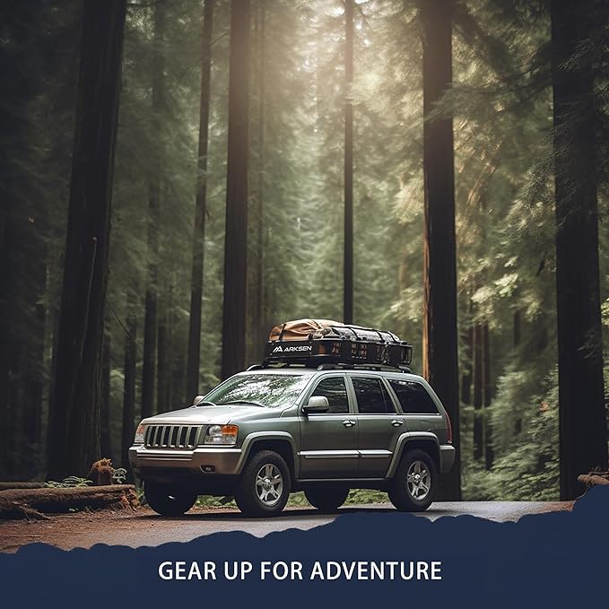 ARKSEN Skinny Roof Rack 84"x23"x6" Cargo Carrier with Waterproof Bag & Anti-Slip Mat, Heavy Duty Weather Resistant Top Mount Cargo Basket, Luggage Camping Gear Storage for Car, Truck or SUV Transport
