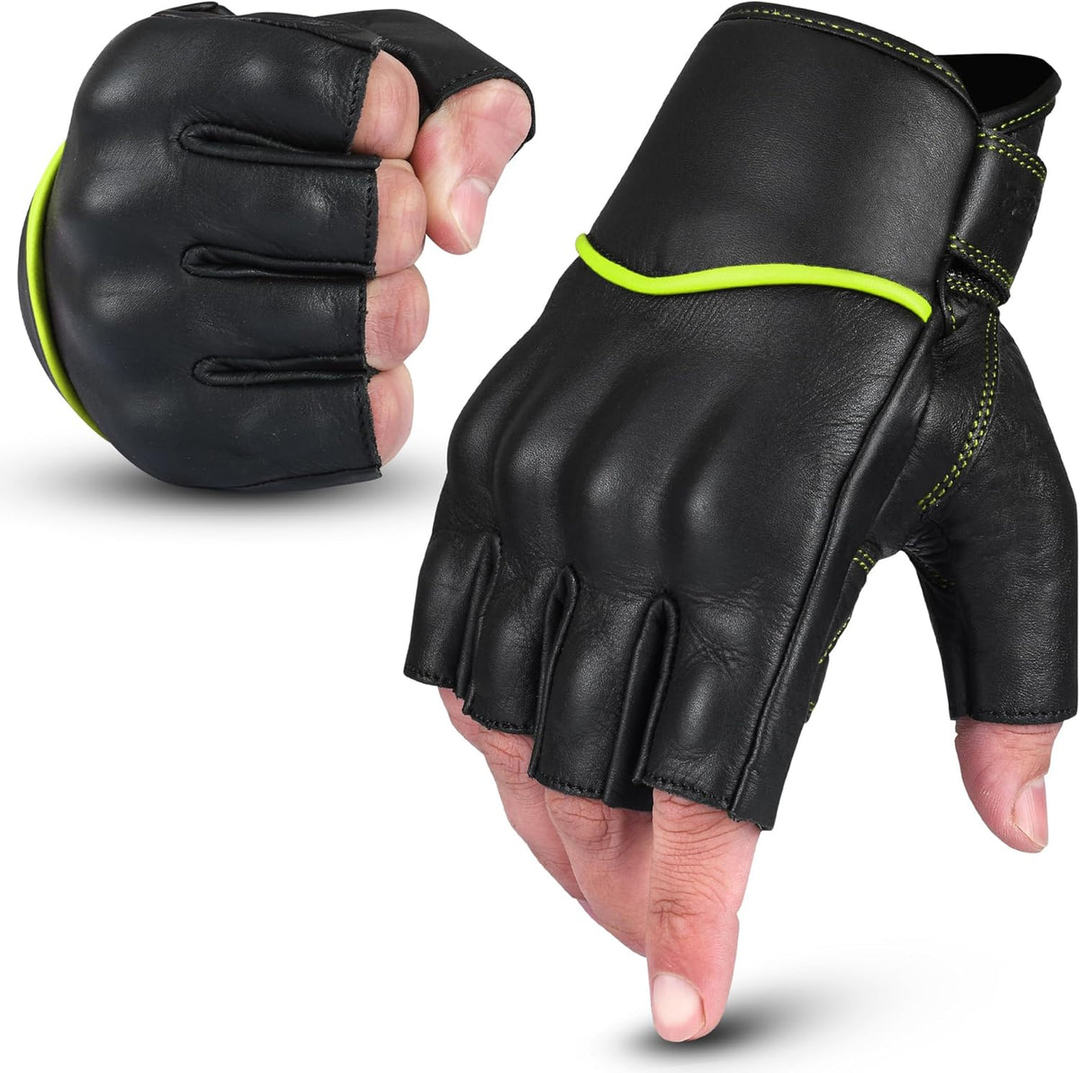 aasportx Motorcycle Gloves - Men's Leather Motorbike Gloves with Touchscreen Function - Non-Slip Pads for Men & Women