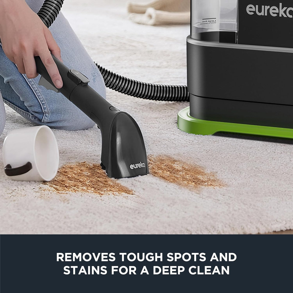 EUREKA Portable Carpet and Upholstery Cleaner, Spot Cleaner for Pets, Stain Remover for Carpet, Area Rugs, Upholstery, Coaches and Car, 50.7oz Large Water Tank, NEY101GR with Cleaning Formula, Green