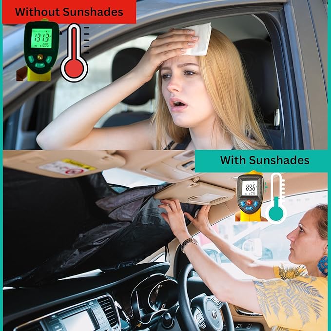 Windshield Sun Shade -Certified 99.87% UVB & 99.02% UVA Car Sun Shade. Award Winning Sunshade - Patented Technology | Compatible for Acura RDX (2007-2012) | Car Shades by Kinder Fluff