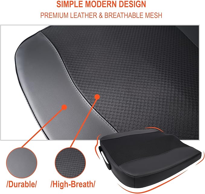 Car Seat Cushion, Comfort Memory Foam Car Cushions for Driving - Sciatica & Lower Back Pain Relief, Driver Seat Pillow for Auto, Office Chair, Wheelchair - Black