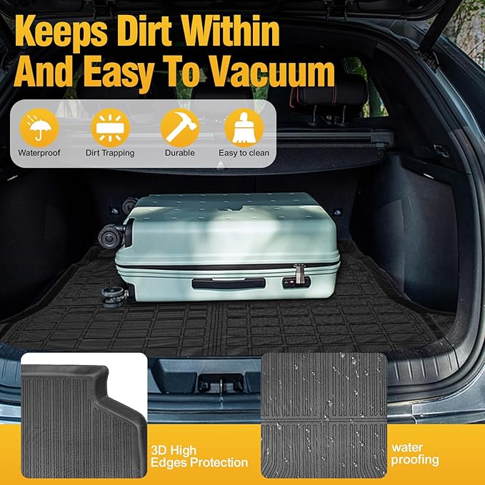 Trunk Liner Cargo Liners for 2008-2012 Ford Escape and Mazda Tribut Mercury Mariner 2008-2011 Rear Trunk Floor Mats 3D Boot Tray All-Weather TPE Black