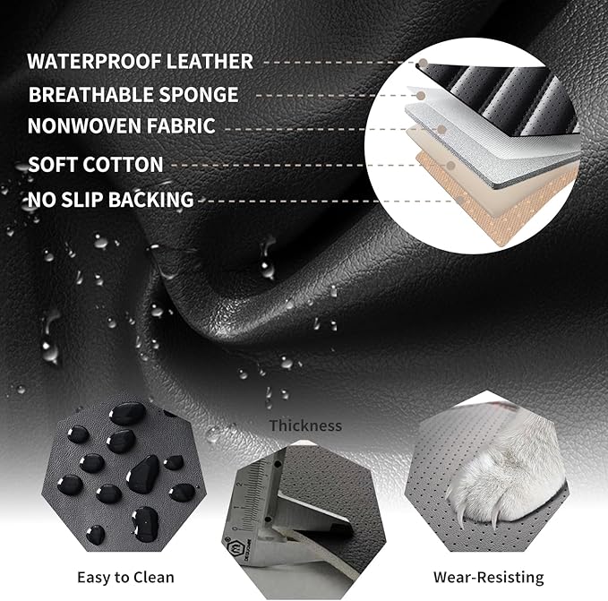 Car Seat Covers Full Set Fit for Toyota Prius 2001-2026, Premium Faux Leather Car Seat Protector,Breathable Anti-Slip Full Wrapping Edge Seat Covers(Black,Full Set)