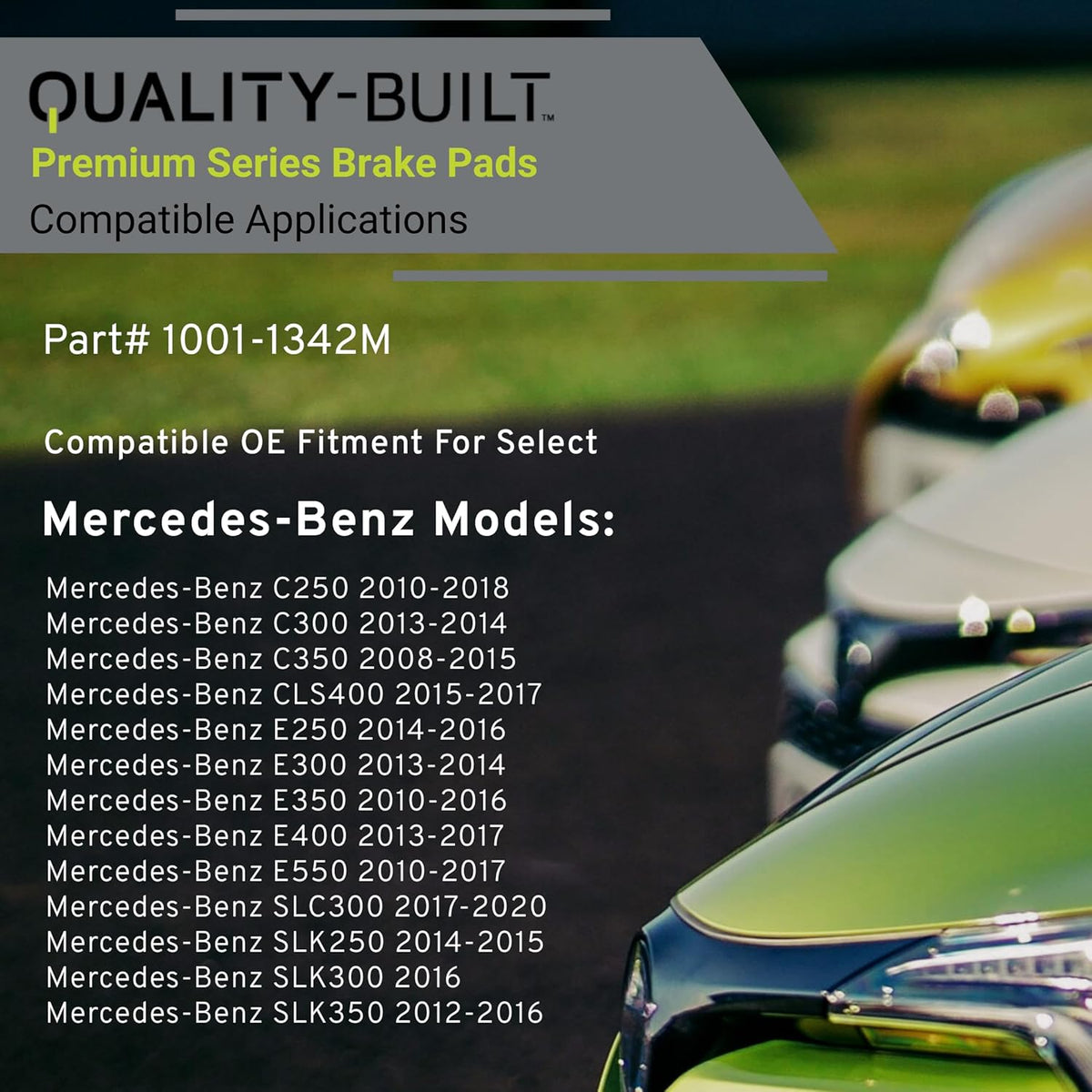 Premium Semi-Metallic Front Brake Pads (1001-1342M) Compatible with 2008-2020 Mercedes-Benz (C250/C300/C350/CLS400/E250/E300/E350/E400/E550/SLC300/SLK250/SLK300/SLK350)