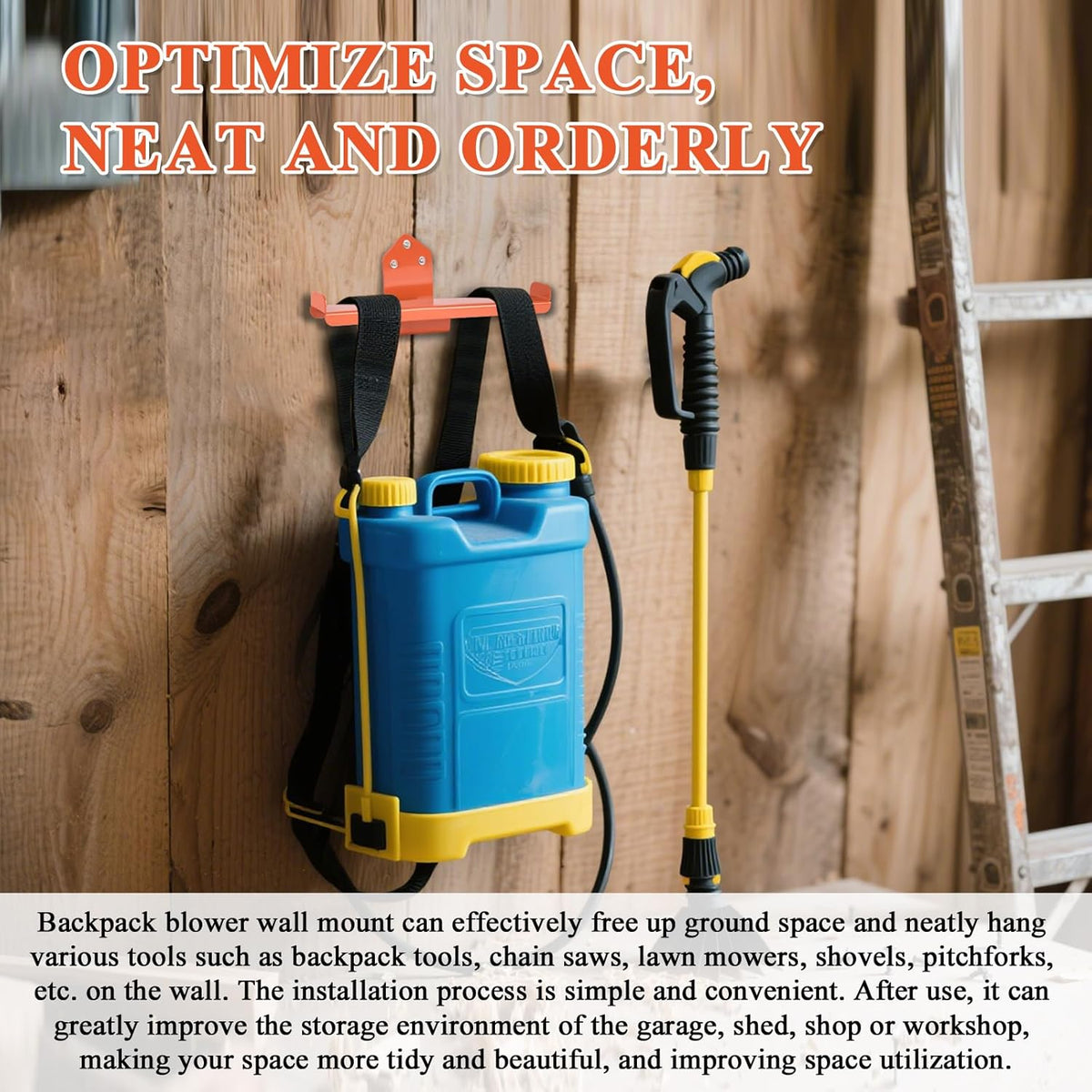 Backpack Sprayer Holder, Backpack Leaf Blower Hanger, Heavy Duty Chainsaw Wall Mount Stand Accessories Garage Organization Storage
