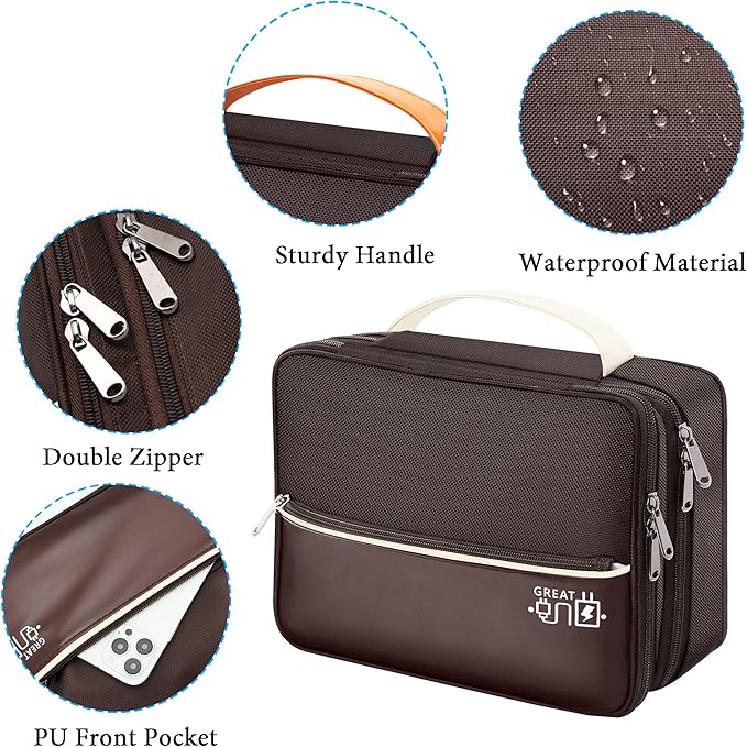 CILLA Electronic Organizer Travel Case, Travel Cord Organizer Case Portable Waterproof Cable Organizer Bag for Charger, Cord, USB, Power Bank, Earphone