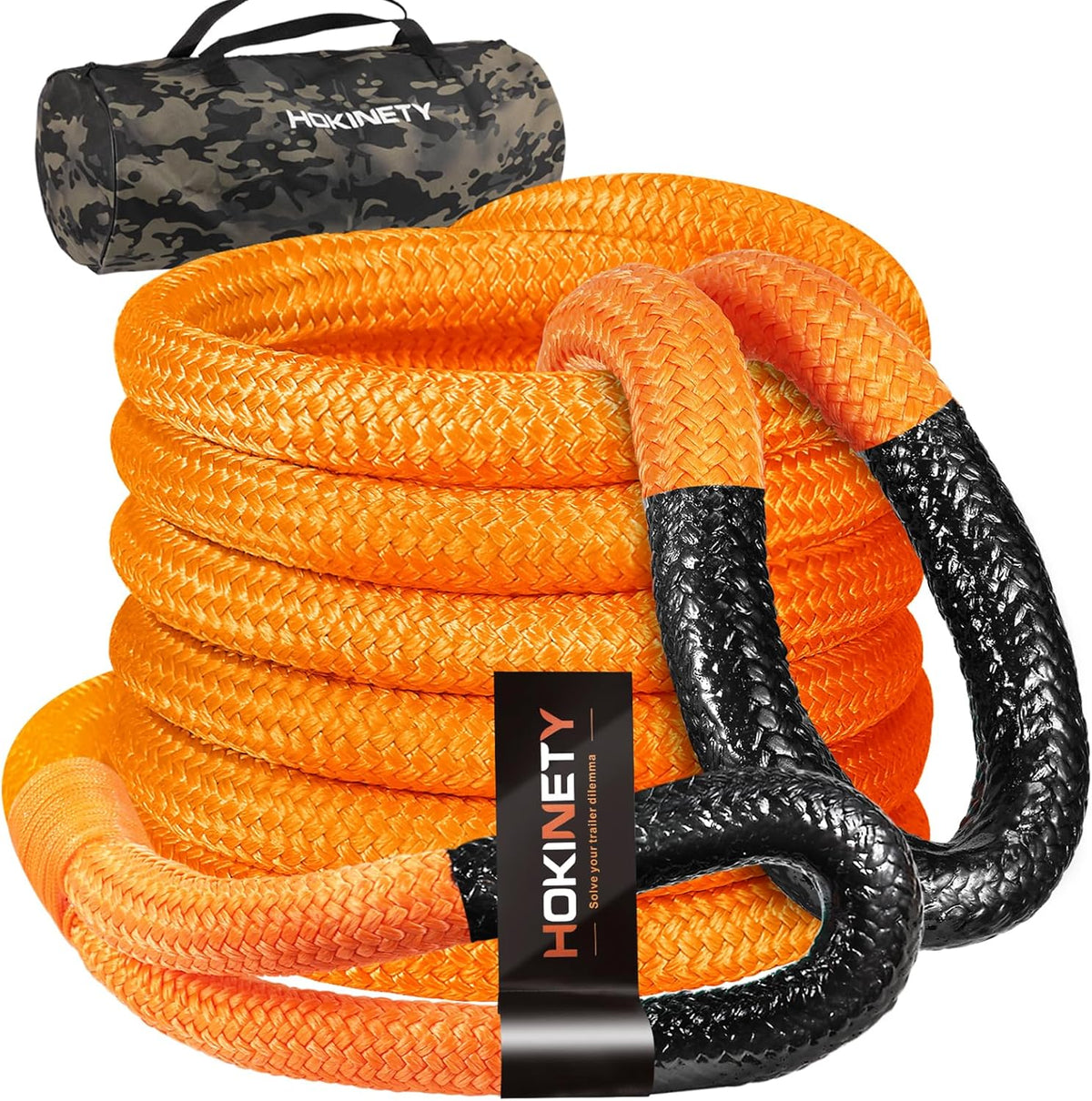 Kinetic Recovery Tow Rope: 1.26" x 30ft 55000LBS Snatch Strap Heavy Duty Offroad Towing Straps Kit for Trucks SUV UTV ATV Tractor Car Jeep - Orange