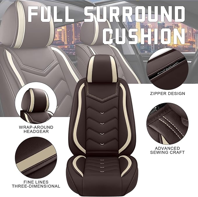 CTDS Car Seat Covers for Nissan Pathfinder 2000-2026, Stylish Sport Seat Cover, Premium Nappa Leather Car Seat Cover. Automobile Seat Covers Sets.(Standard 2 Seats/Coffee Color)