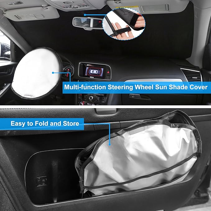 Windshield Sun Shade Custom Fit for 2018-2024 2025 Ford Expedition SUV Accessories Foldable Sunshade Sun Blocker Protect Car from Sun Rays & Heat Damage Keep Car Cooler