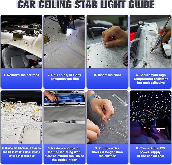16W LED Starlight Headliner Kit, Star Lights for Car Roof&Home Decoration, Fiber Cable 650pcs*0.03in*13.1ft RGBW Star Light Headliner with Bluetooth APP/Remote Control/Music Mode