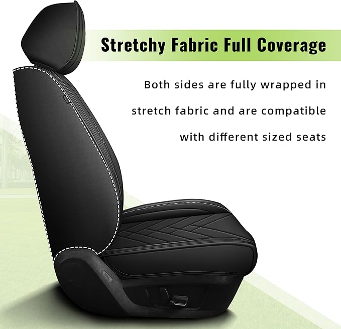 AOMSAZTO Car Seat Cover for Chevrolet Chevy Cruze 2011-2019 Front Set, Leather Car Seat Protector Waterproof, Non Slip Car Seat Cushion, Interior Seat Covers Automotive Accessories - Black
