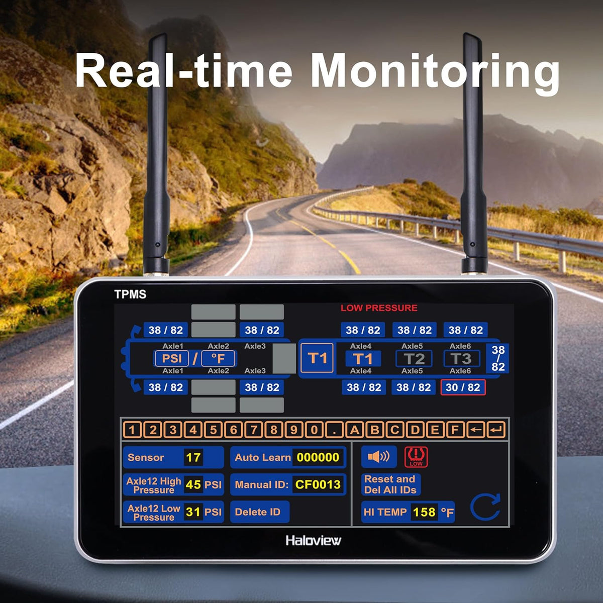 Haloview Byte Tango BT7 TPMS with 4 Sensors 1080P Wireless Backup Camera Monitor with Integrated Rv Tire Pressure Monitoring System, Ideal for RV Truck Trailer Camper TPMS-4