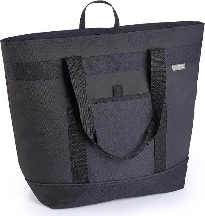 Jumbo Insulated Cooler Bag (Black) with HD Thermal Insulation - Premium, Collapsible Soft Cooler Makes a Perfect Insulated Grocery Bag, Food Delivery Bag, Travel Bag, Beach or Picnic Bags