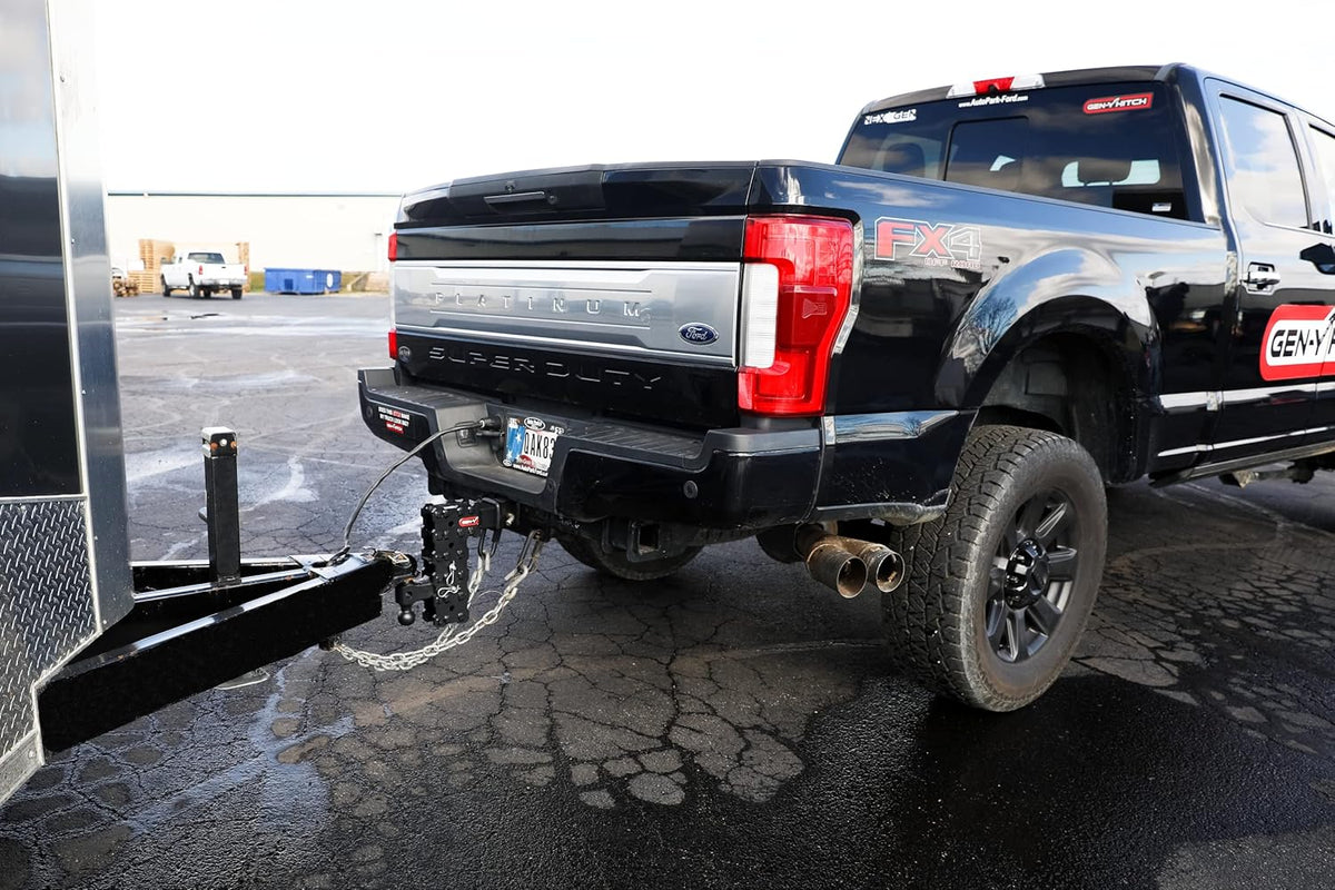 GEN-Y Hitch Solid Shank Adjustable Tow Hitch with Dual-Ball and Pintle Lock for 2.5" Receiver - 10" Drop - 16,000 LB Towing Capacity - 1,600 LB Tongue Weight - Black