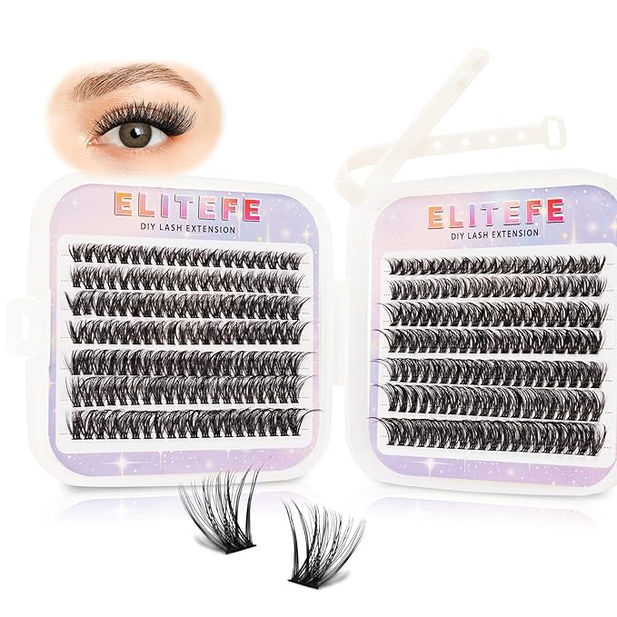 Lash Extension Kit DIY Lash Clusters Kit Eyelash Extensions Individual Lashes Extensions with (280Pcs, 50D, 0.07D 9-16mm)
