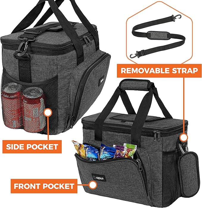 OPUX Soft Cooler Bag, Insulated Collapsible Lunch Cooler Tote for Men Work Camping Beach Travel, Portable Soft Sided Leakproof Waterproof Large Lunch Bag Box with Shoulder Strap 30 Cans, Charcoal Gray