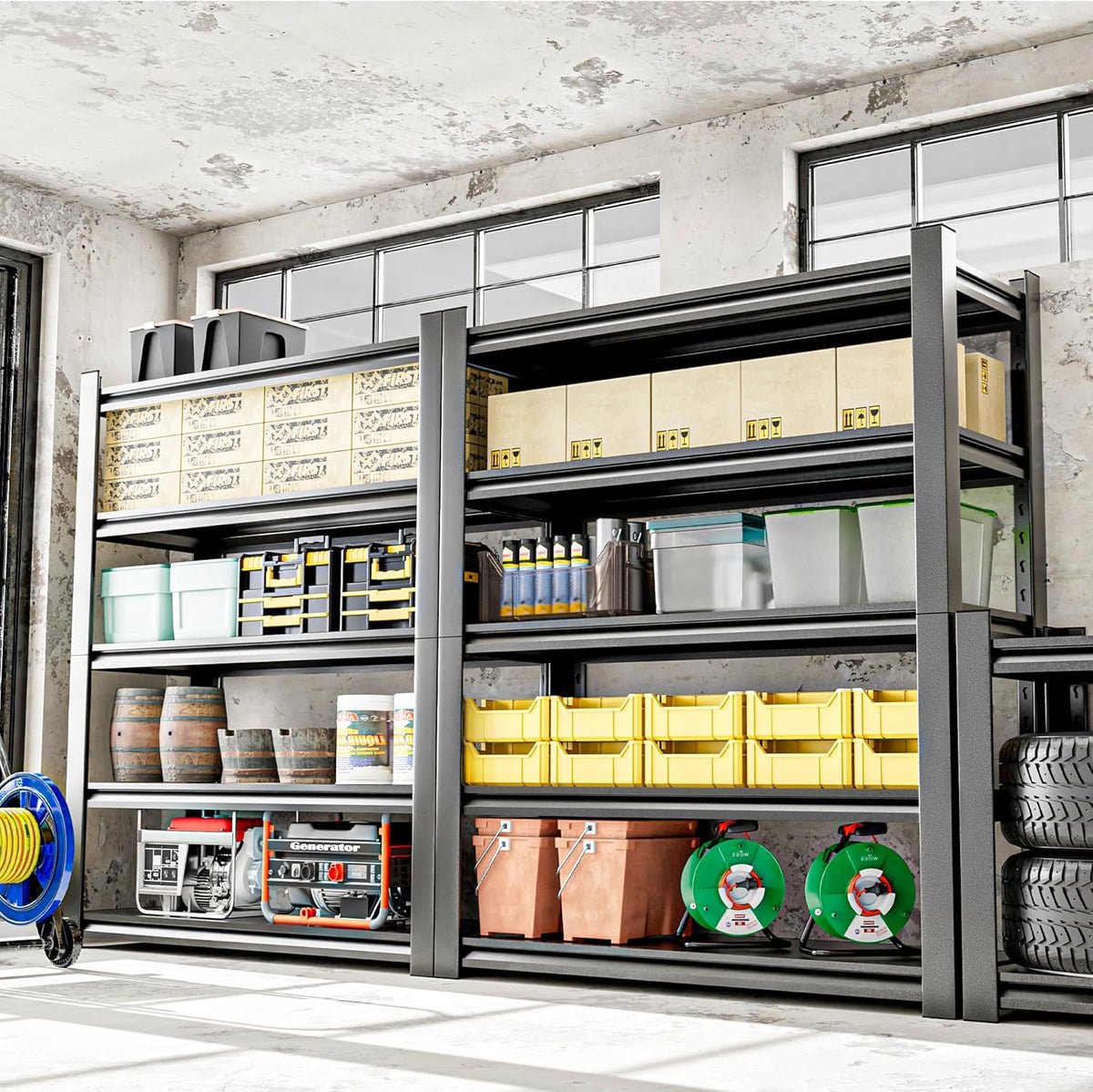 5 Tier Heavy Duty Metal Shelving Unit, Industrial Storage Shelf for Garage, Utility, and Industrial Use - Metal Storage Shelf Organizer, Durable Garage Storage Shelving 24" D x48 W x72 H