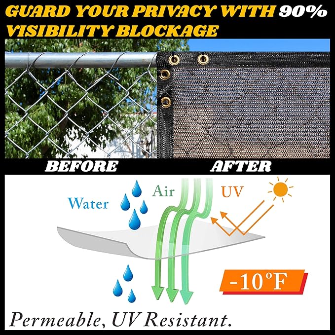 Royal Shade Custom Size 6' x 71' Brown Fence Privacy Screen Windscreen Cover Netting Mesh Fabric Cloth - Cable Zip Ties Included (We Make Custom Size)