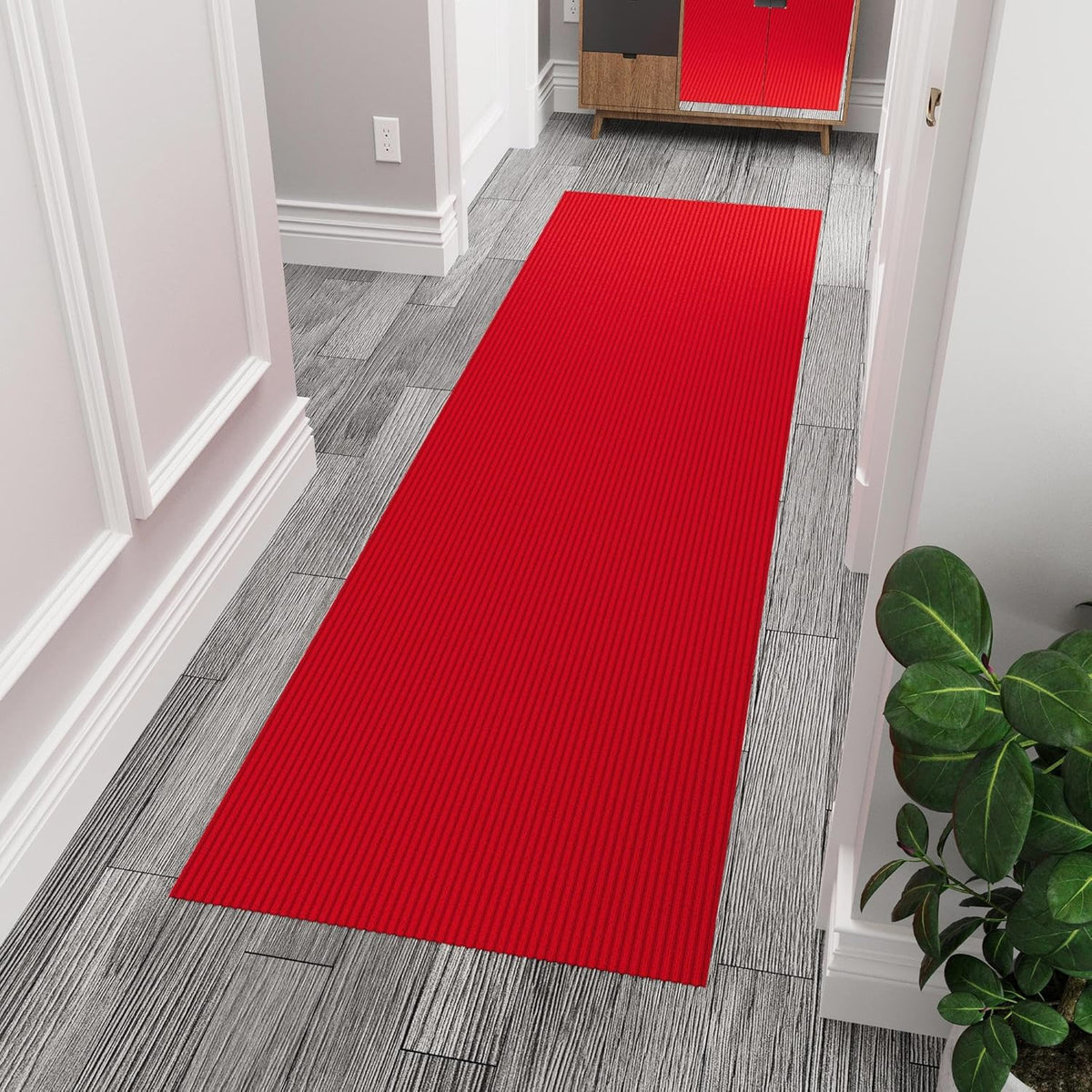 Ottomanson 3'11" x 5' Mud Mat Area Rug Scraper Carpet - Non-Slip, Dirt Trapping for Indoor & Outdoor Use - Ideal for Entryway, Garage, Kitchen, Patio & High-Traffic Areas, Red