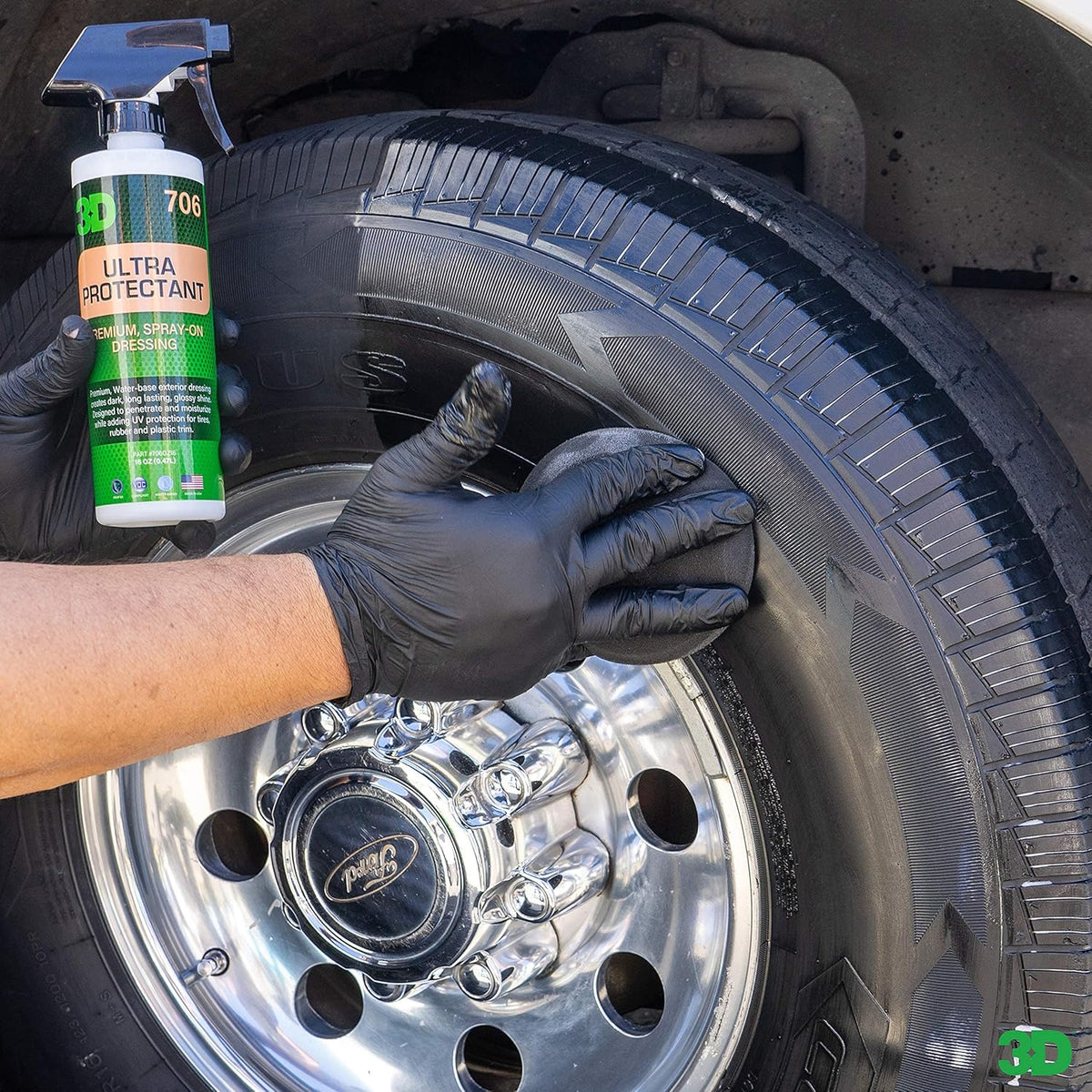 3D Ultra Protectant Tire Shine Spray – Water-Based High Gloss Tire Dressing | Long Lasting UV Protection for Rubber & Vinyl | No Sling | Made in USA |1 Gallon