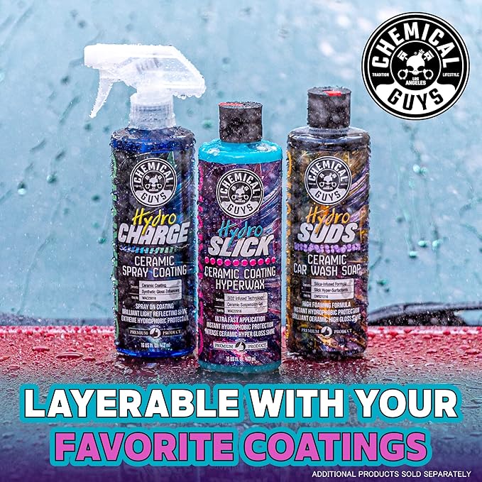 Chemical Guys HOL229 Ultimate Ceramic Coating Kit - HydroSlick HyperWax SiO2 Gel (16 fl oz) for Long-Lasting Shine & Protection, with 2 Premium Microfiber Applicators & 3 Workhorse Towels, (6 Items)