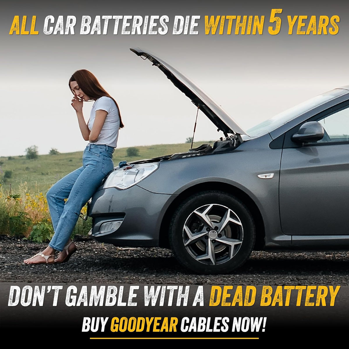 GOODYEAR Heavy Duty Jumper Cables for Car Battery – 4 Gauge 16 ft Booster Cables with Carrying Case for Cars, Trucks, SUVs, Emergency Roadside Kit