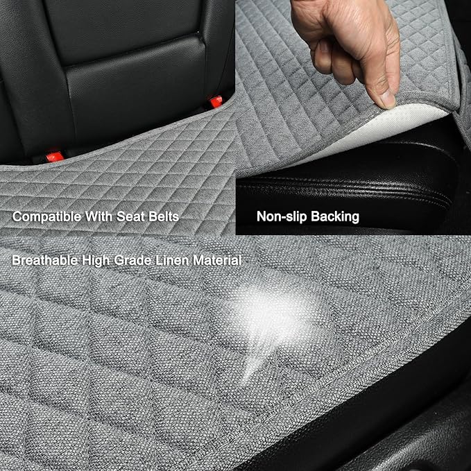 West Llama Linen Car Seat Covers,Bottom Seat Covers for Cars Include 1 Rear Bench Cover Universal Fits 90% Vehicles,SUVs,Cars,Sedans,Gray