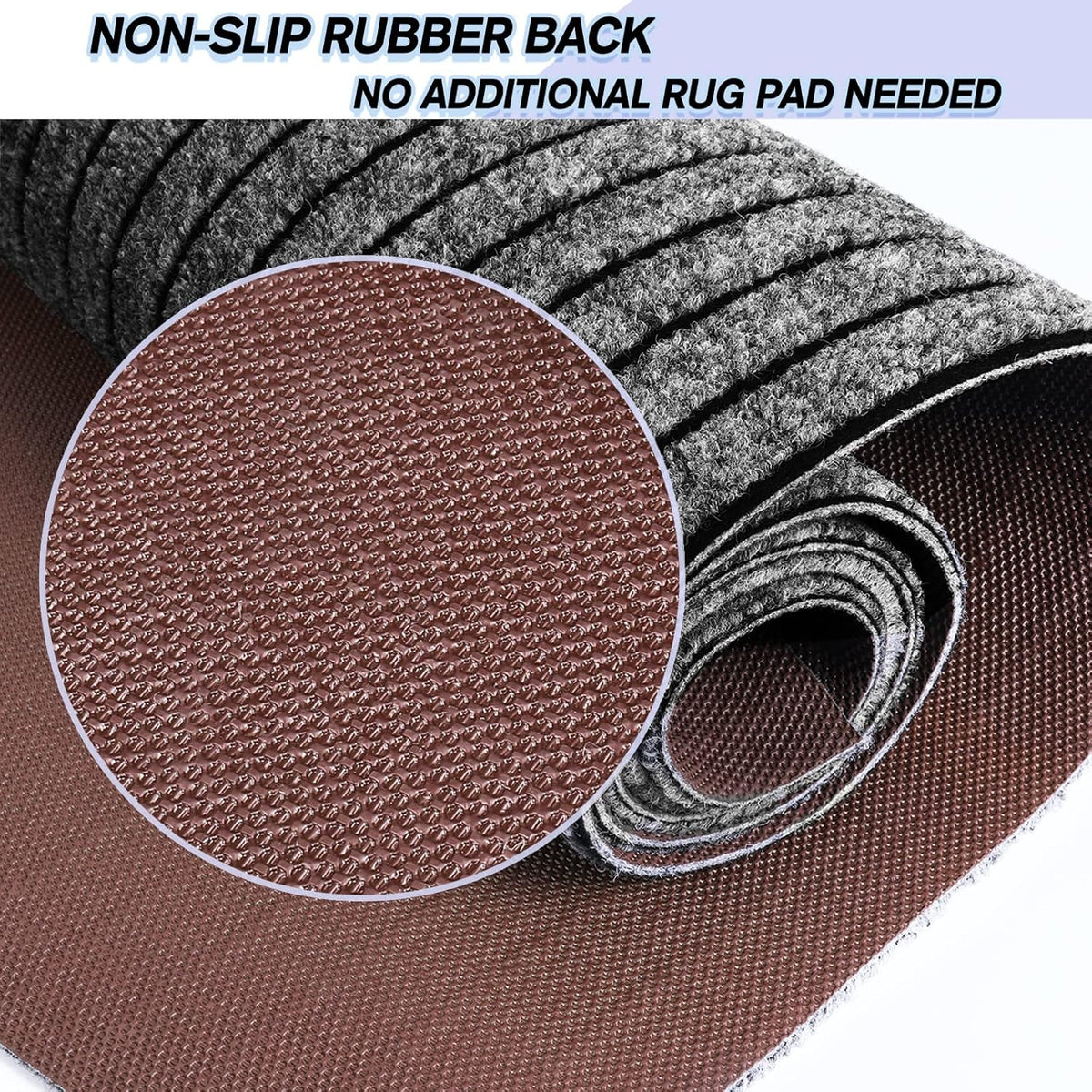 Custom Size Backed Non-Slip Area Rugs Runner, Easy Clean, Waterproof Runner Rugs for Hallway Entryway, Kitchen, Laundry, 4FT x 21FT, Gray Stripe