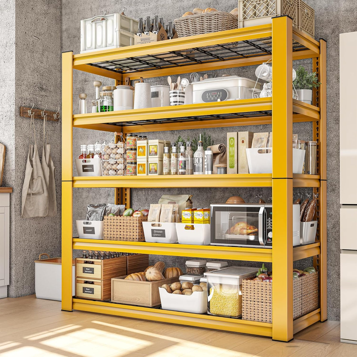 REIBII 72''H Garage Shelving 3010 LBS Storage Shelves Adjustable Metal Shelving 5 Tier Metal Shelves for Storage Industrial Shelf for Pantry Kitchen Basement 72" HX35.5 WX16 D, 3 Pack