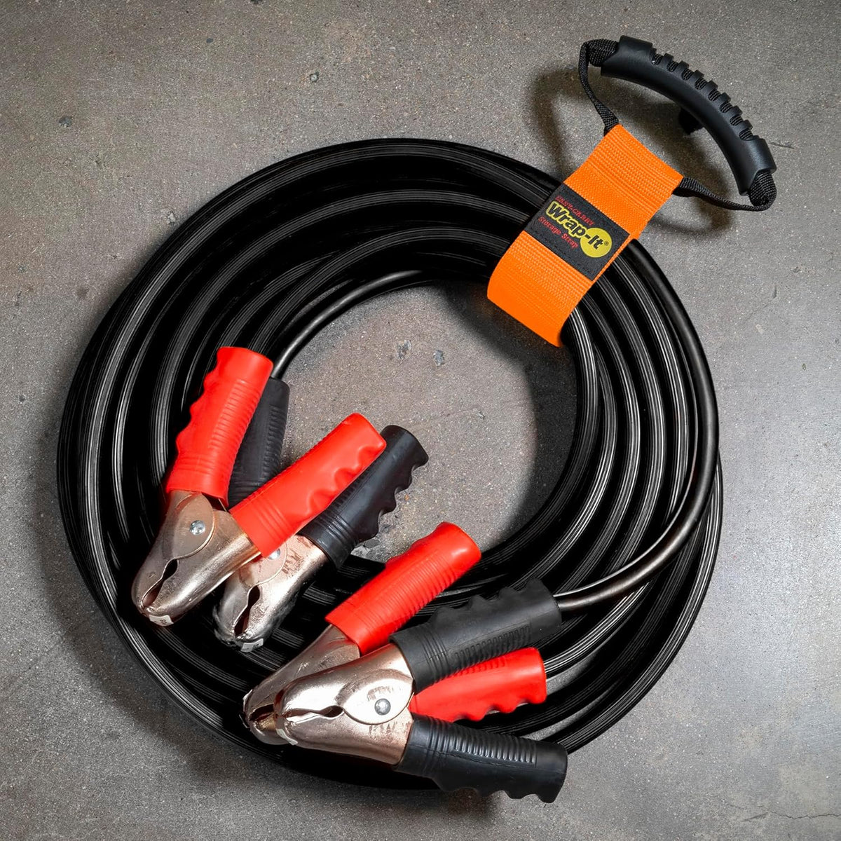 Easy-Carry Wrap-It Storage Straps - 17” (2-Pack) Blaze Orange – Heavy-Duty Hook and Loop Cord Carrying Strap, Hanger, and Organizer with Handle for Pool Hoses, Garden Hoses, Cords, Cables and More