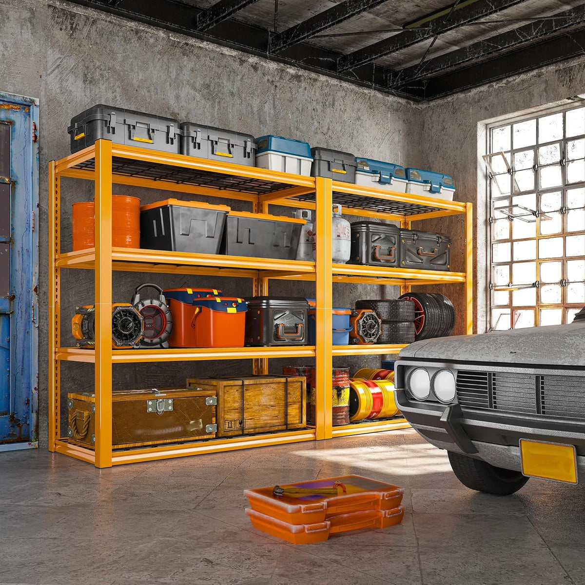 REIBII 40" W Garage Shelving 2240 LBS Storage Shelves Heavy Duty Metal Shelving 4 Tier Metal Shelves for Storage Adjustable Garage Shelf for Pantry Basement Warehouse 40" W × 19.5" D × 59.5" H
