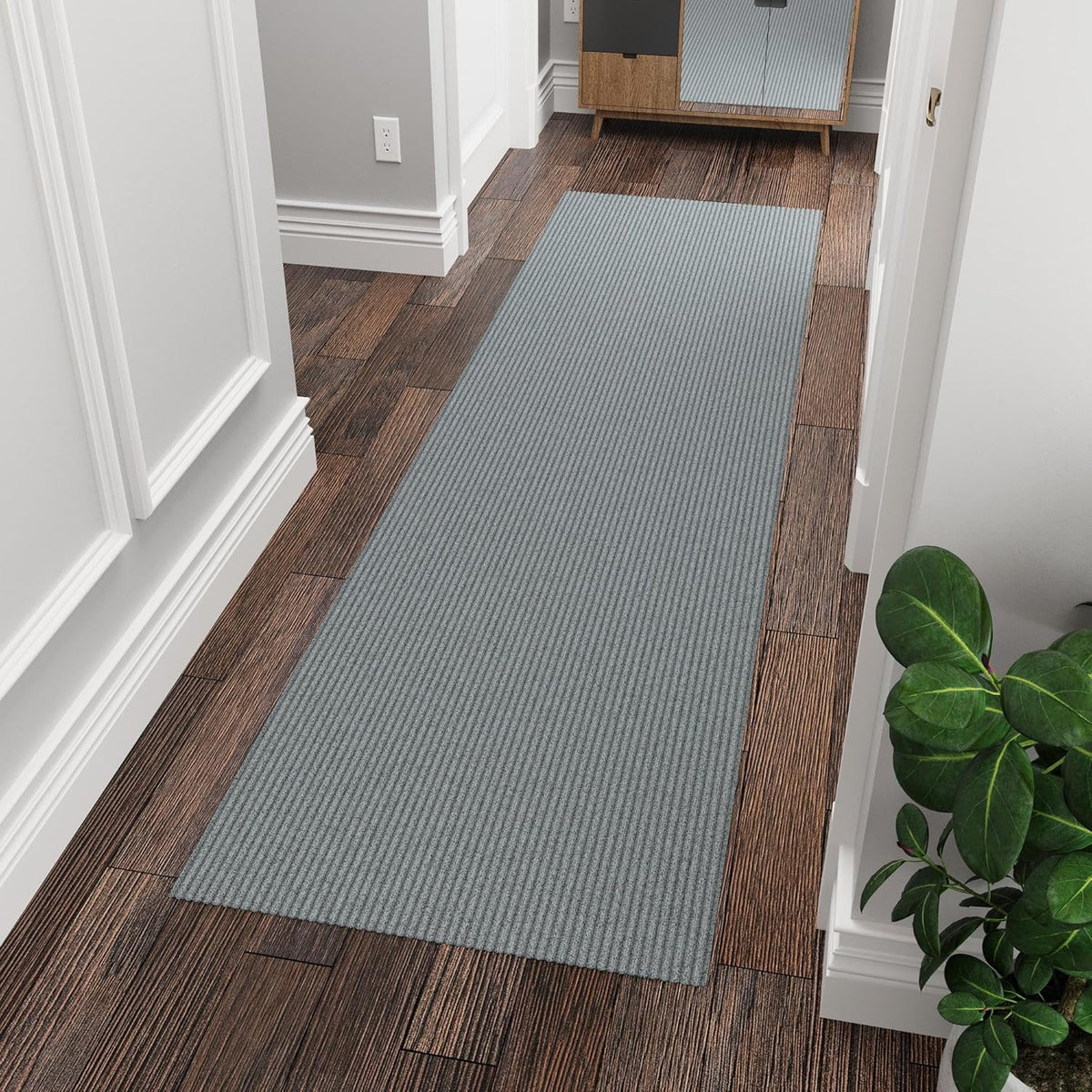 Ottomanson 3'11" x 5' Mud Mat Area Rug Scraper Carpet - Non-Slip, Dirt Trapping for Indoor & Outdoor Use - Ideal for Entryway, Garage, Kitchen, Patio & High-Traffic Areas, Gray