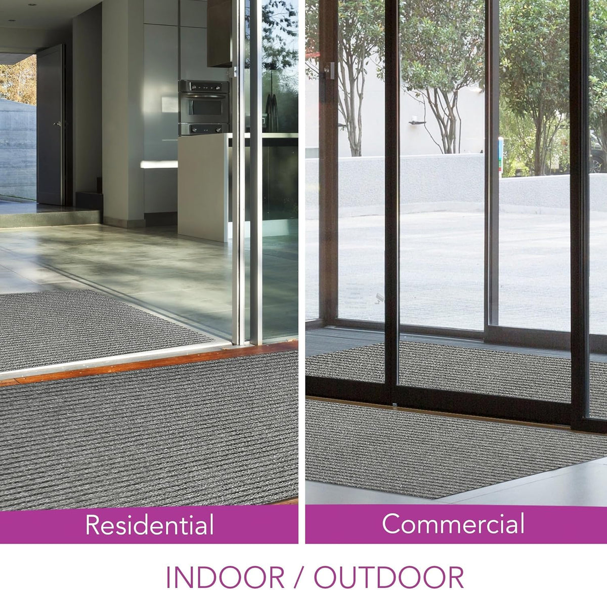 iCustomRug Spartan Weather Warrior Indoor/Outdoor Utility Ribbed Carpet Runner with Non-Slip Thermoplastic Rubber Backing, 3ft X 4ft Grey