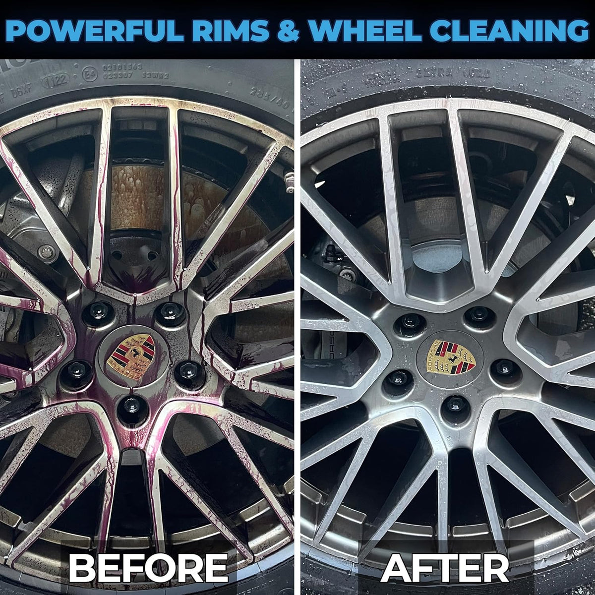 Car Wheel Cleaner Spray (8oz) - Iron Remover Car Detailing Rim Cleaner - PH Balance Wheel Brake Dust Remover - Includes 2 Microfiber Towels