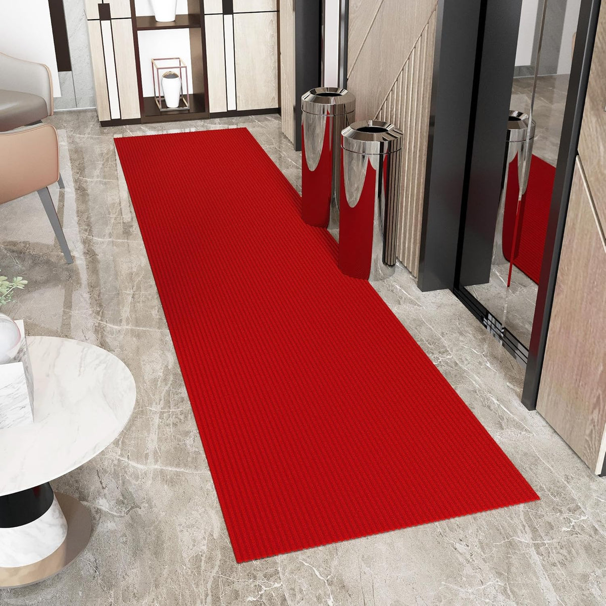 Ottomanson 2' x 25' Hallway Runner with Scraper Pile - Extra Durable Non-Slip Rug Mat for Indoor & Outdoor Use - Ideal for Kitchen, Entryway, Patio & Garage - High-Traffic Carpet, Red
