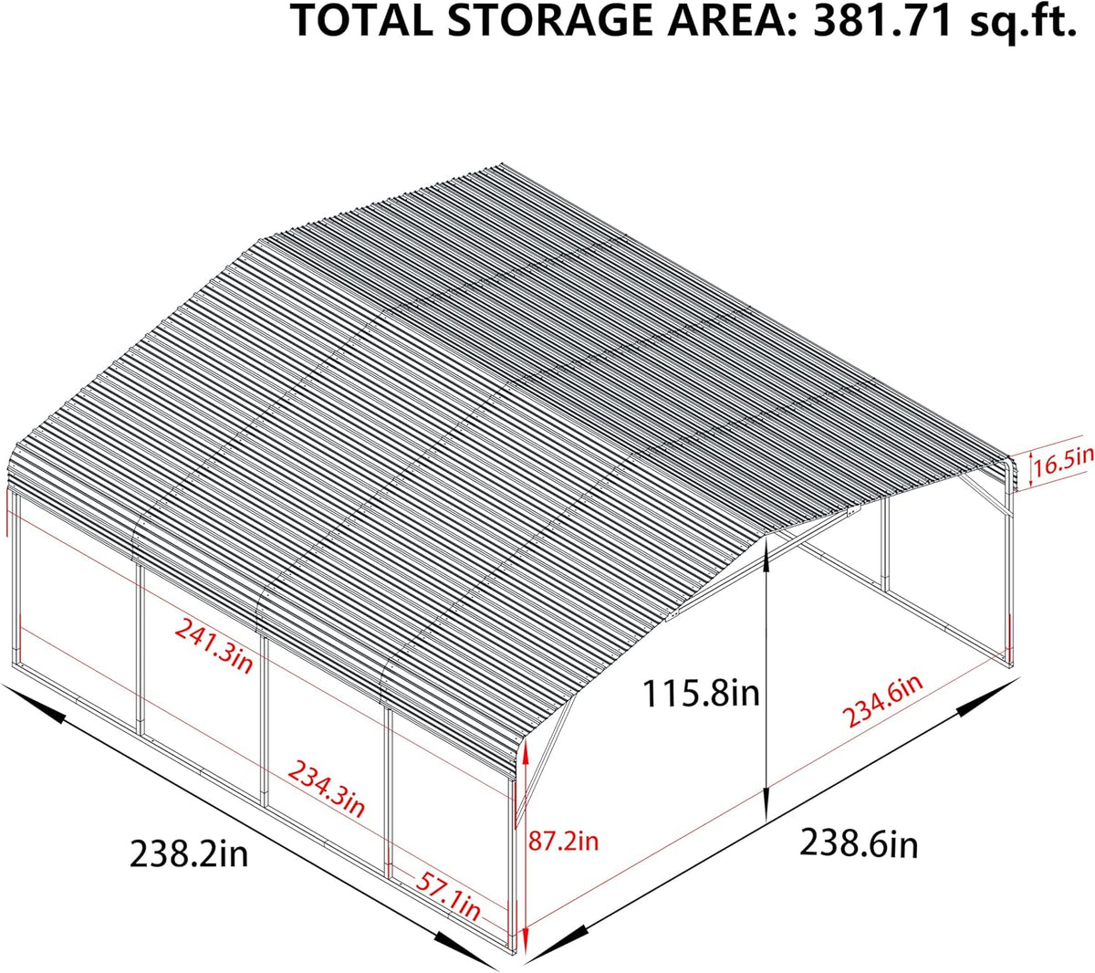 20x20 FT Carport with Metal Roof, Heavy Duty Metal Carport Canopy, Garage Car Shelter Shade for Outdoor, Car, Truck, Eggshell