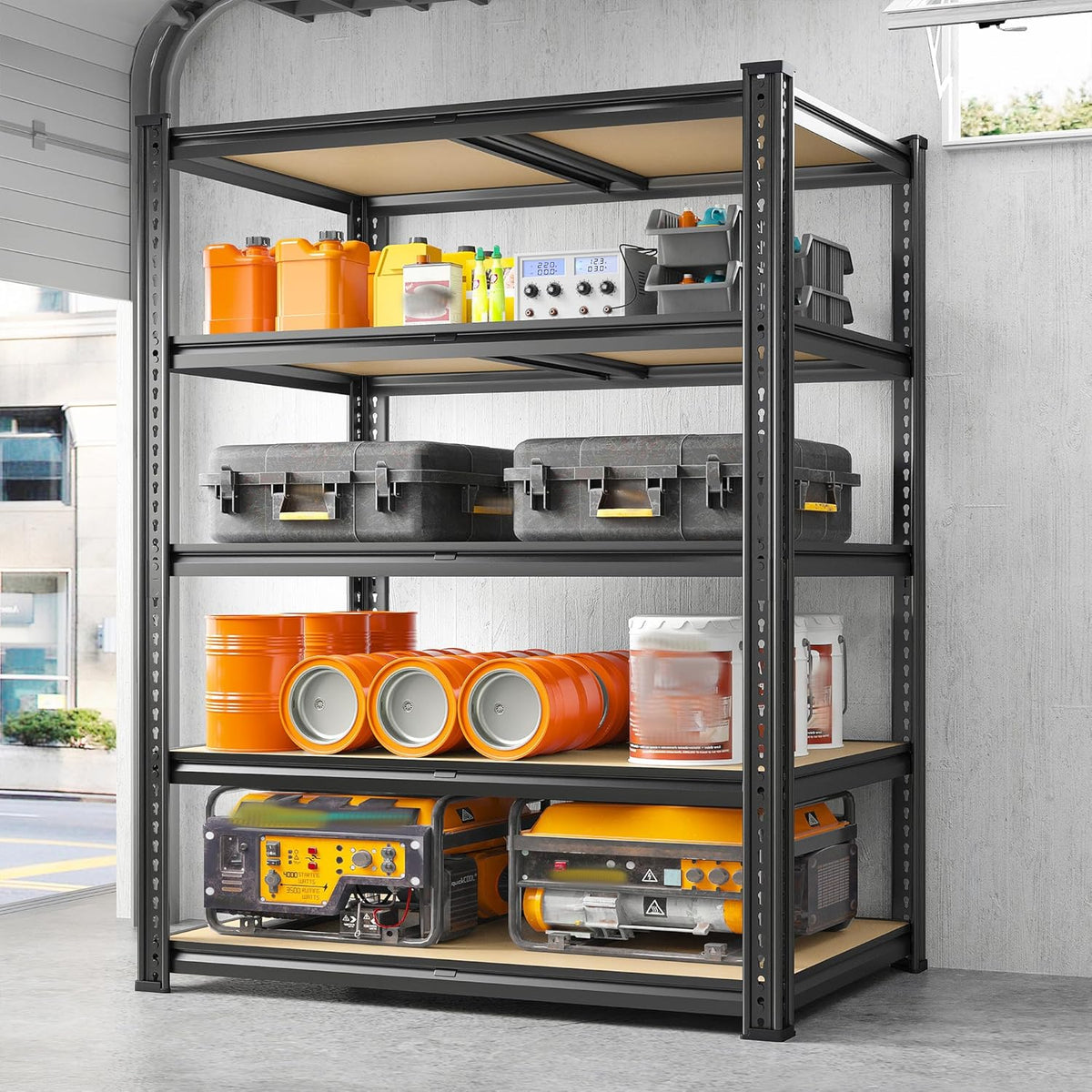 REIBII 72.05" H Storage Shelves 2300LBS Garage Shelving Heavy Duty Metal Shelving 5 Tier Garage Shelves Adjustable Metal Shelf for Kitchen Basement Pantry 35.45" W x 17.72" D x 72.05" H