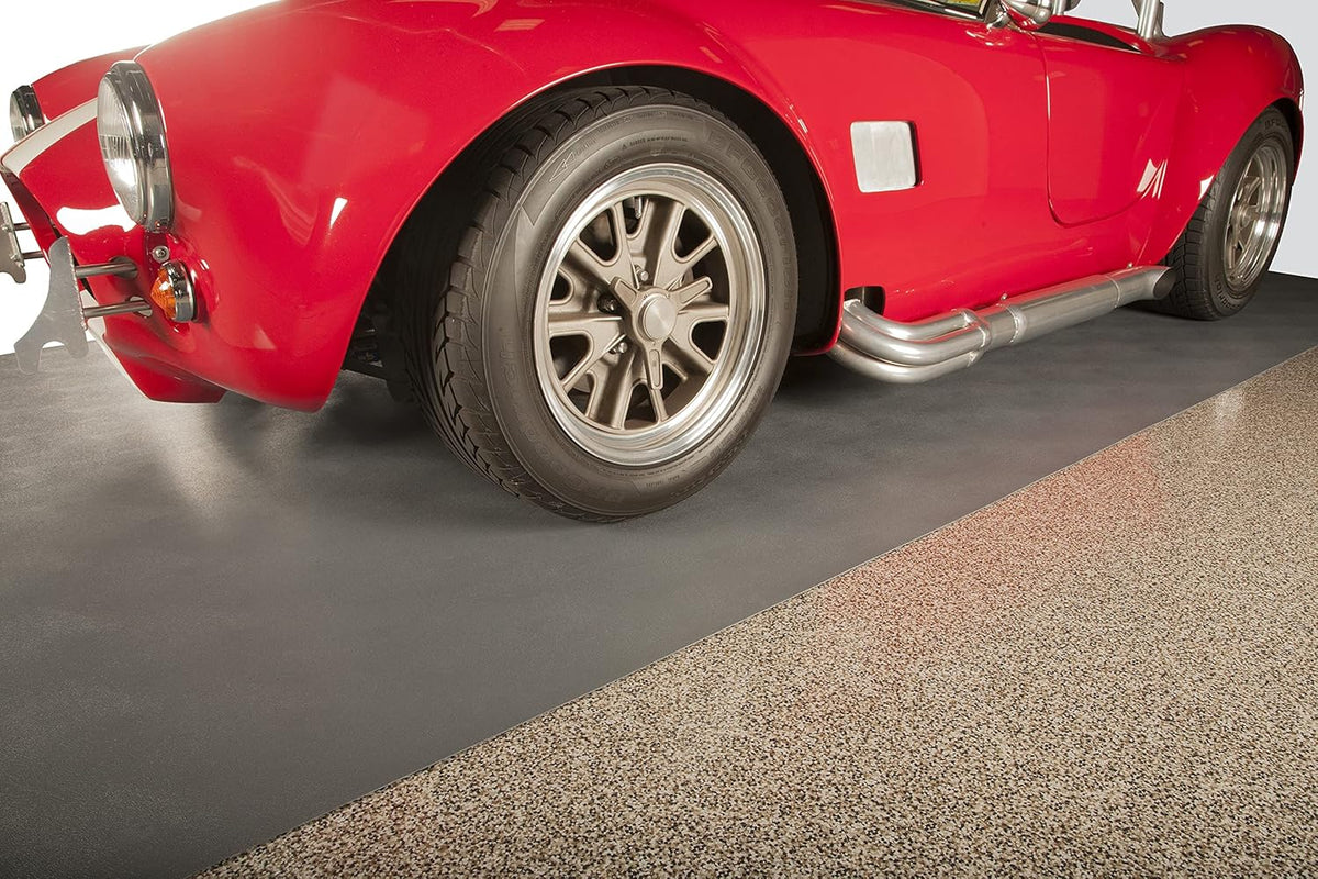 G-Floor Seamless Sheet Vinyl Shed Flooring Cover with Bonded Fibrous Backing - Levant Pattern (8' x 10', Slate Grey)