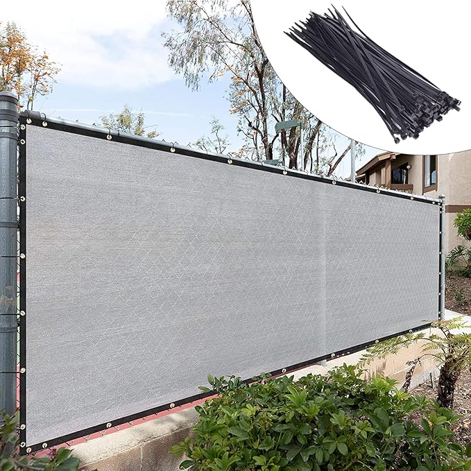 Royal Shade Custom Size 6' x 19' Grey Fence Privacy Screen Windscreen Cover Netting Mesh Fabric Cloth - Cable Zip Ties Included (We Make Custom Size)