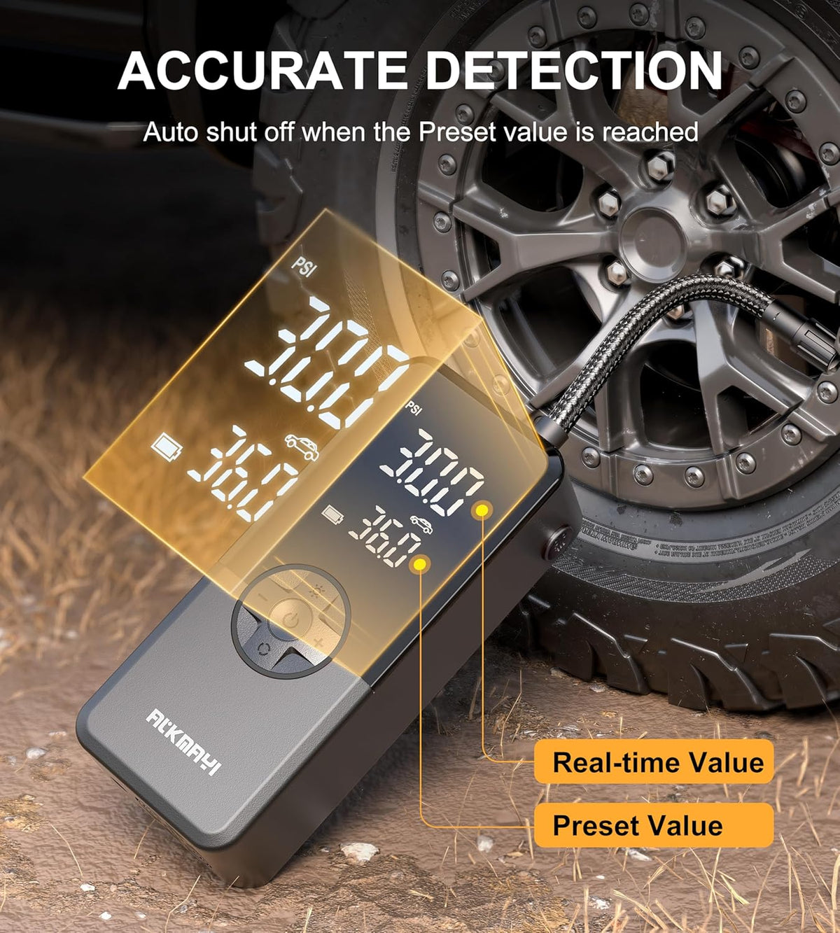 Tire Inflator Portable Air Compressor, 150PSI Air Pump for Car Tires, Cordless Air Compressor with Inflation and Deflation Modes, 12V DC Tire Pump for Car, Motorcycle, Bicycle, Balls