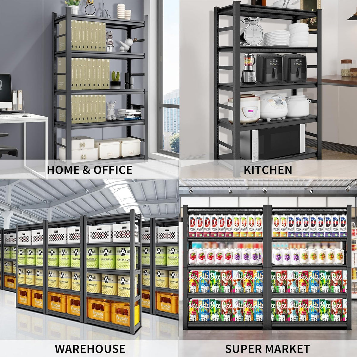 TOPKEY Metal Storage Shelf Garage Storage Shelves, Heavy Duty 5-Tier Utility Shelves for Garage, Kitchen, Warehouse, Adjustable Basement Storage Rack, Load 2500LBS, 72" H x 35.4" W x 15.8" D