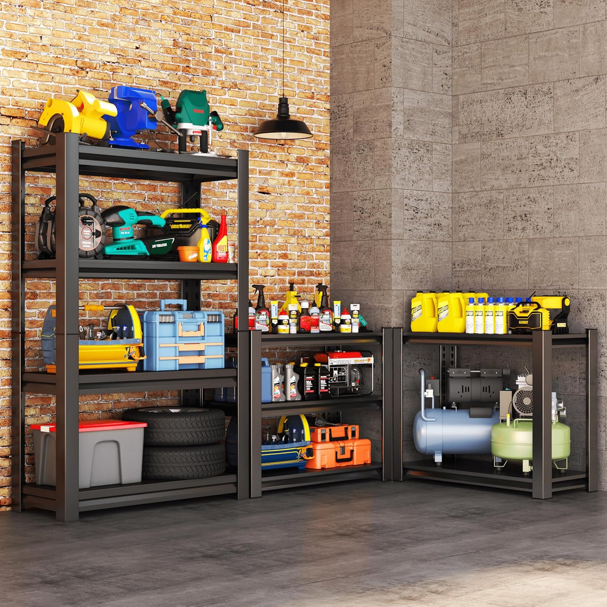 Metal Garage Shelving Unit, Heavy Duty 4-Tier Adjustable Storage Rack, Steel Shelving,2500 lbs Capacity, Industrial Shelves for Heavy Tools and Equipment (4-Tier 54" H x 40" W x 14" D)