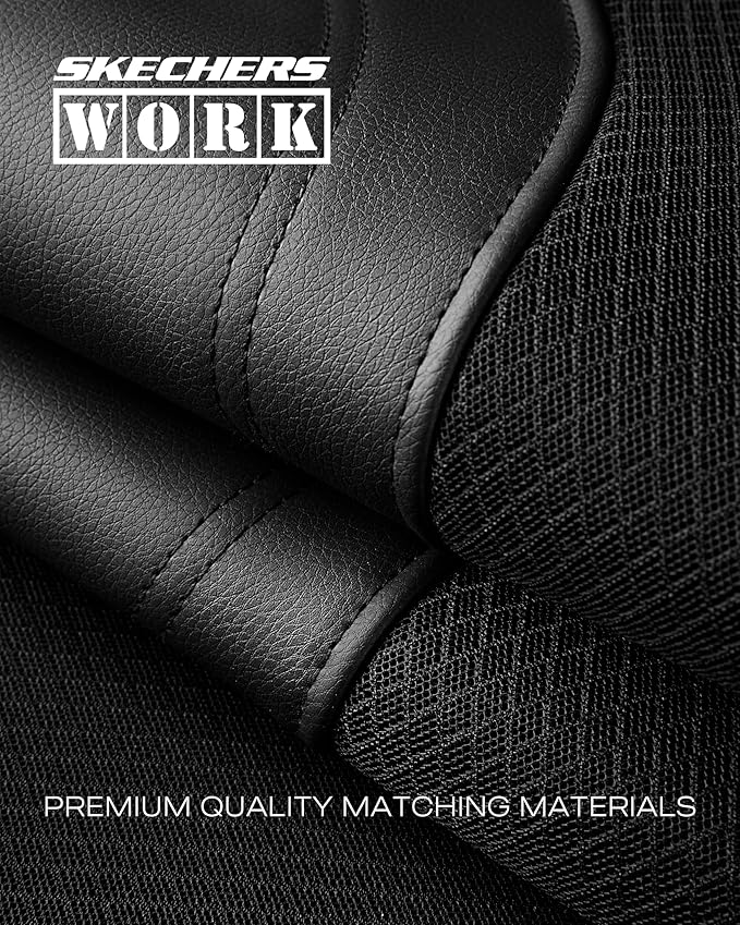 Skechers Car Seat Covers, Work Leather Seat Covers 5-Times Stronger Built-in Webbing, Oxford Fabric Front Seat Cover, Airbag Compatible, Automotive Comfort for Cars, Trucks, SUVs,Black