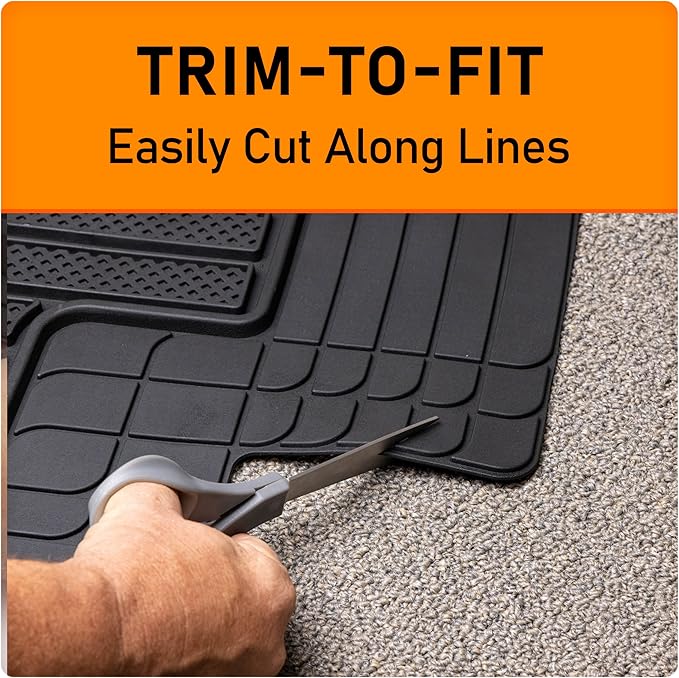 Armor All 5-Piece Weather Defender Floor Mats, Trim-to-Fit for Cars, Trucks, SUVs — Black