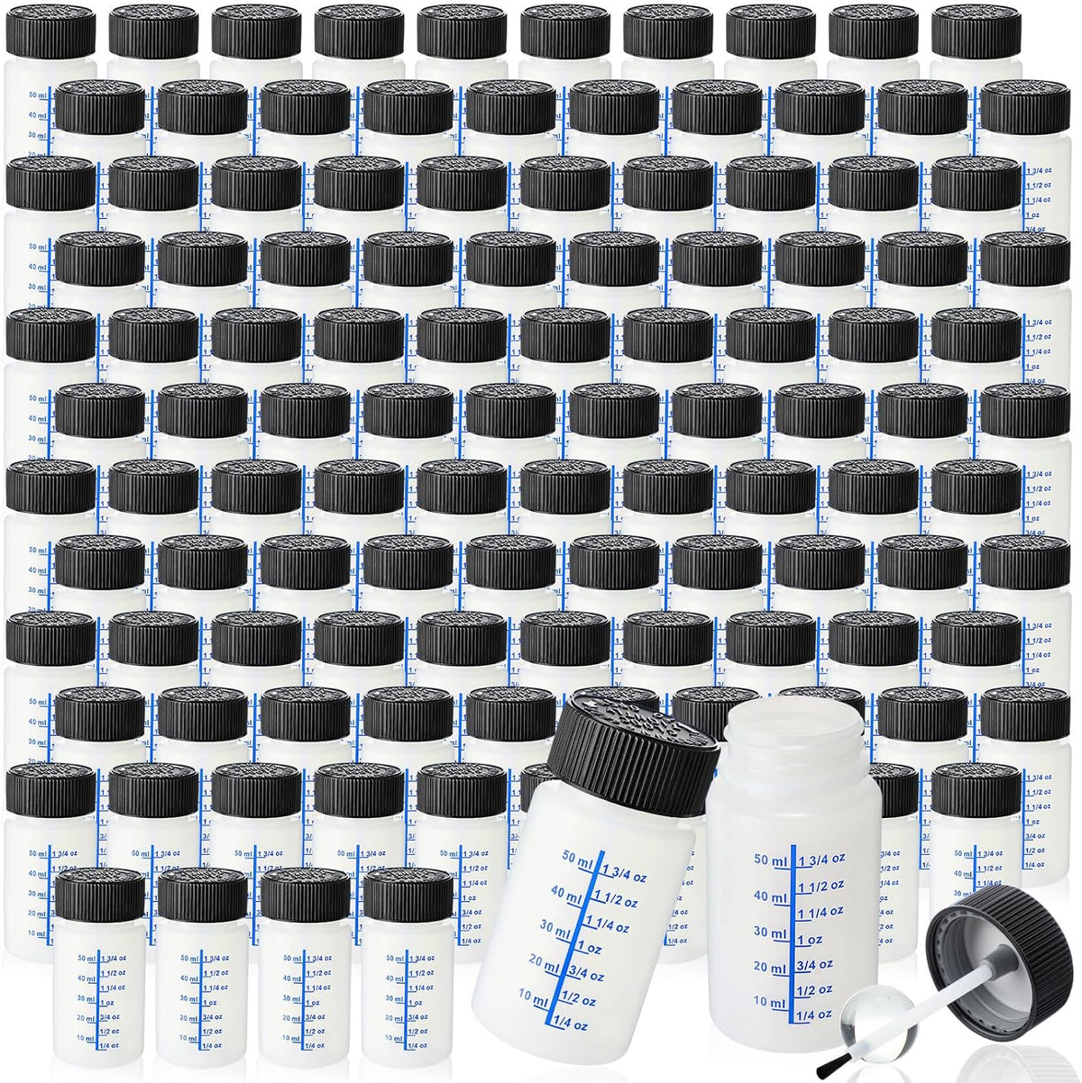 Mumufy 60 Pcs Touch up Paint Bottles with Brush and Lid Empty Touch up Bottle with Mixing Balls 2 oz Fluid Capacity Leftover Paint Container for Car Scratches Repair (Black,Blue)