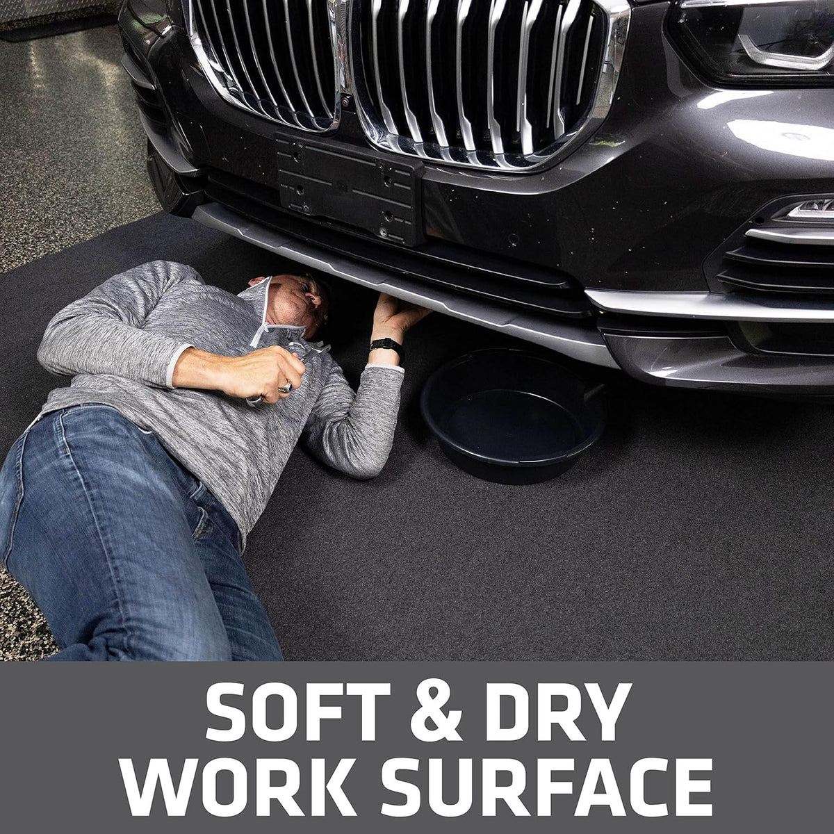 Drymate XL Oil Spill Mat (36" x 59") (12-Pack), Premium Absorbent Oil Pad, Reusable, Washable, Durable, Waterproof Backing Contains Liquids, Protects Garage Floor Surface (USA Made)