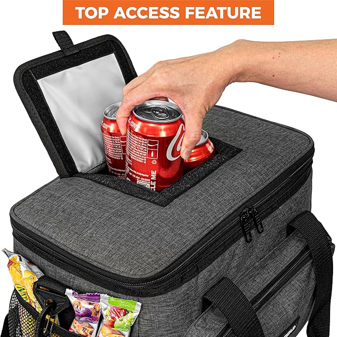 OPUX Soft Cooler Bag, Insulated Collapsible Lunch Cooler Tote for Men Work Camping Beach Travel, Portable Soft Sided Leakproof Waterproof Large Lunch Bag Box with Shoulder Strap 30 Cans, Charcoal Gray