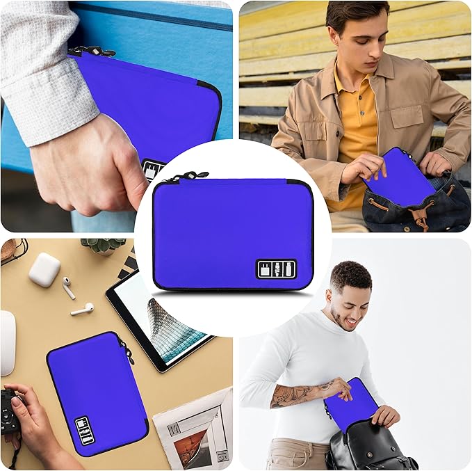 Electronics Organizer,Travel Cord Organizer Pouch, Portable Cable Organizer Bags,Travel Electronic Accessories Storage Case for Cables, Cords, Charger, Phone (Royal Blue)